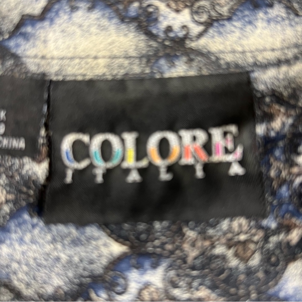 Vintage COLORE ITALIA 100% Silk Geometric Diamond Print Shirt - Mens medium - Picture 3 of 6